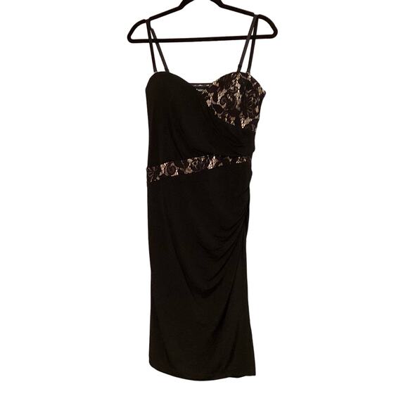 Bebe Black Cocktail Dress With Gold and Lace in Size 8 NWOT - Picture 2 of 5